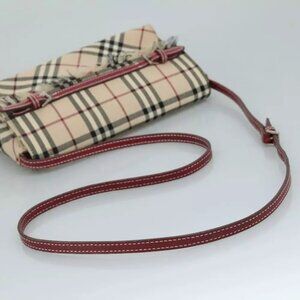 BURBERRY Nova Check Blue Label Shoulder Bag Canvas Beige Auth